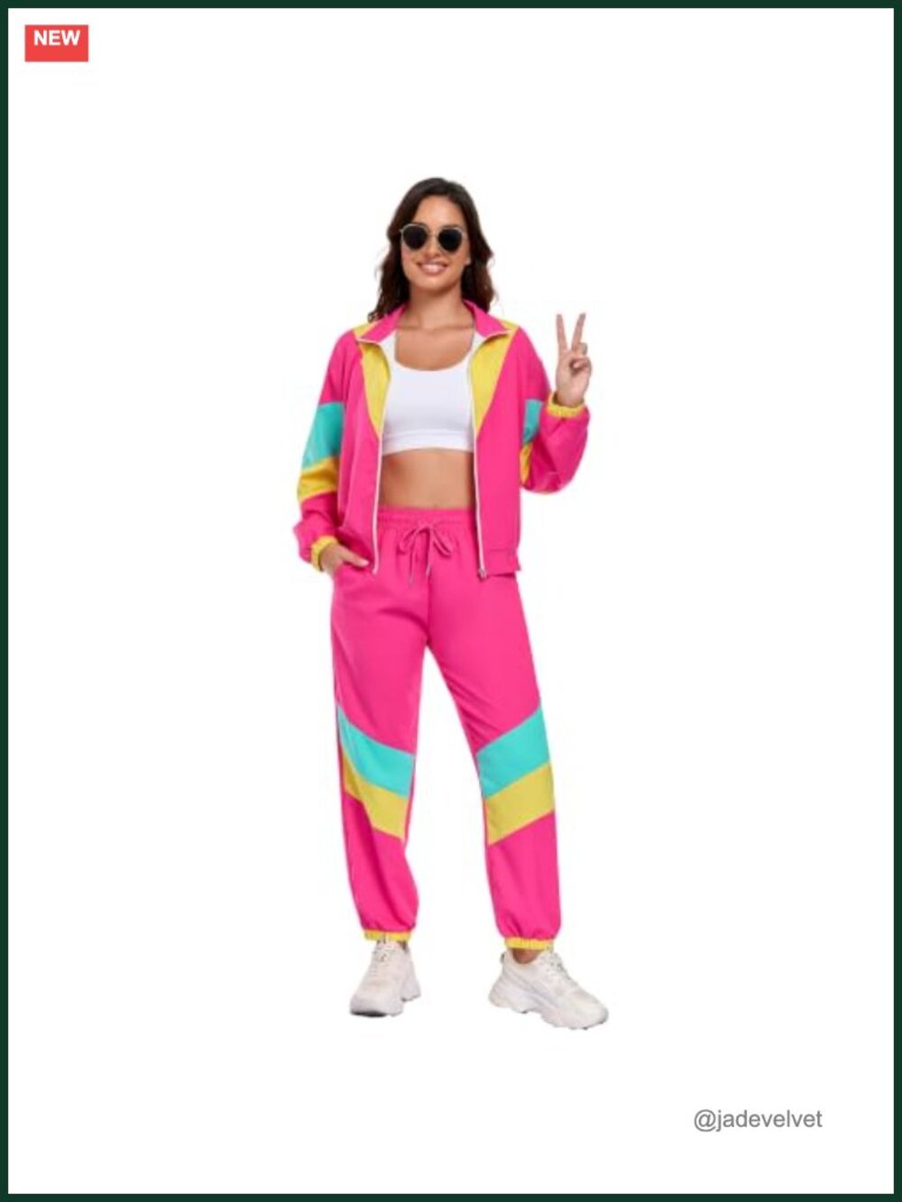 Women's 80s 90s Retro Color Block Tracksuit Windbreaker 2 Piece Set